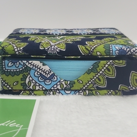 Vera Bradley Cambridge Navy Blue Green Quilted Pattern Note Box NWT - Picture 6 of 9
